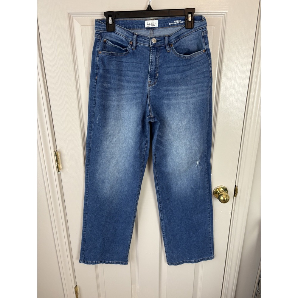 Nicole Miller Nomad Jeans Women 8 Blue Excellent Super High Rise Wide Leg